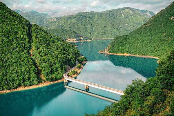 Bridge on Piva lake, Montenegero.