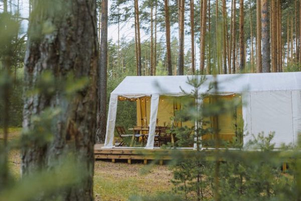 Glamping tent in nature.