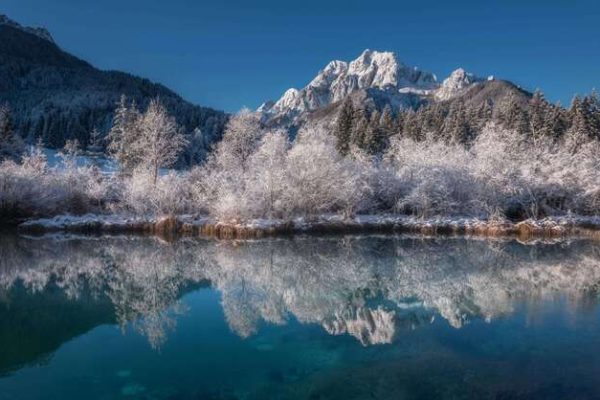 Slovenia landscape in winter.